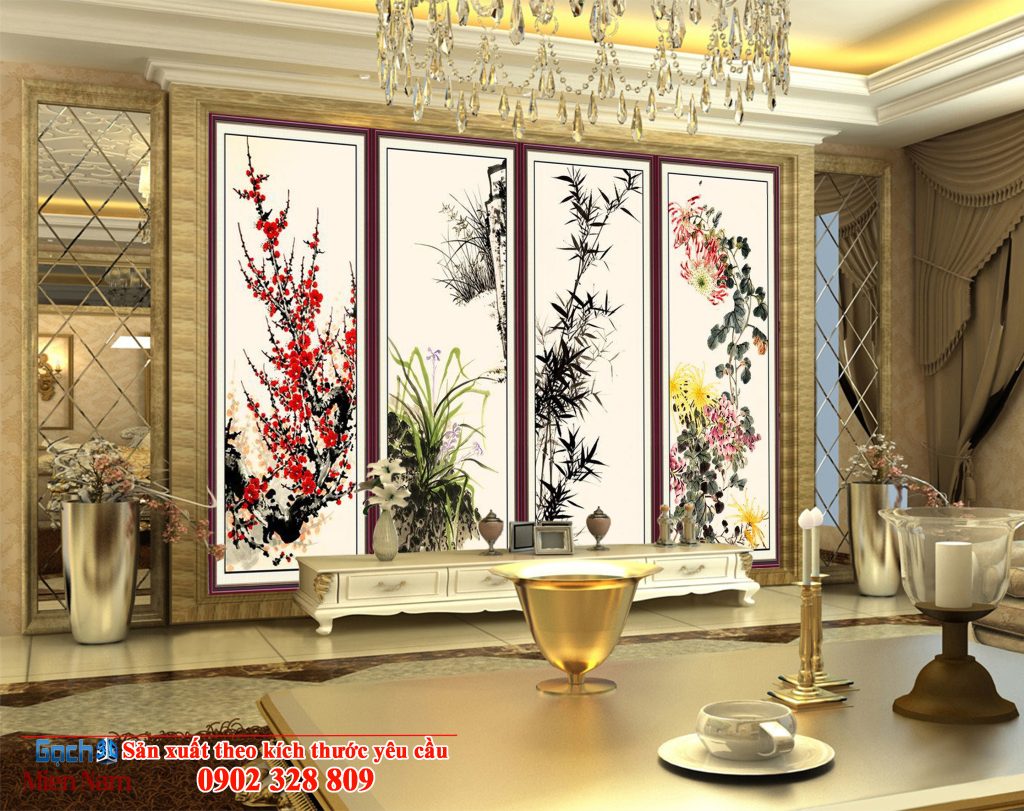 Tranh gạch mẫu tứ quý độc đáo Tranh gạch mẫu tứ quý độc đáo