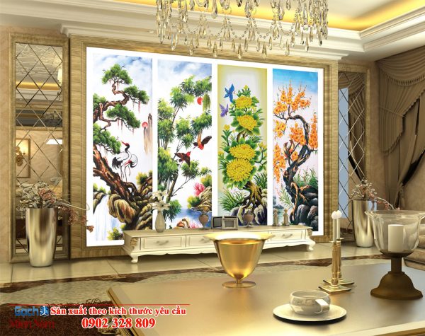 Tranh gạch 3D tứ quý