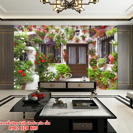 Gạch 3D lát sàn phòng khách