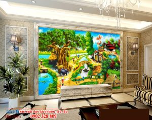 gạch tranh 3d làng quê
