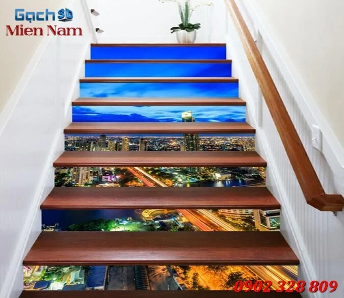 Gạch 3D cầu thang đẹp