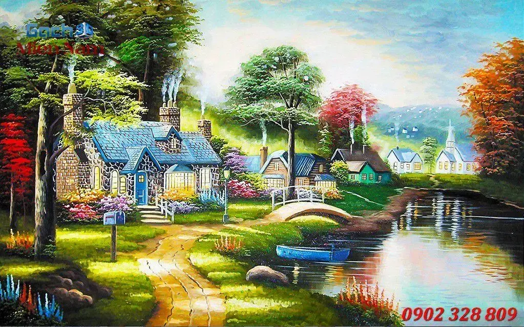 Tranh gạch 3D đồng quê