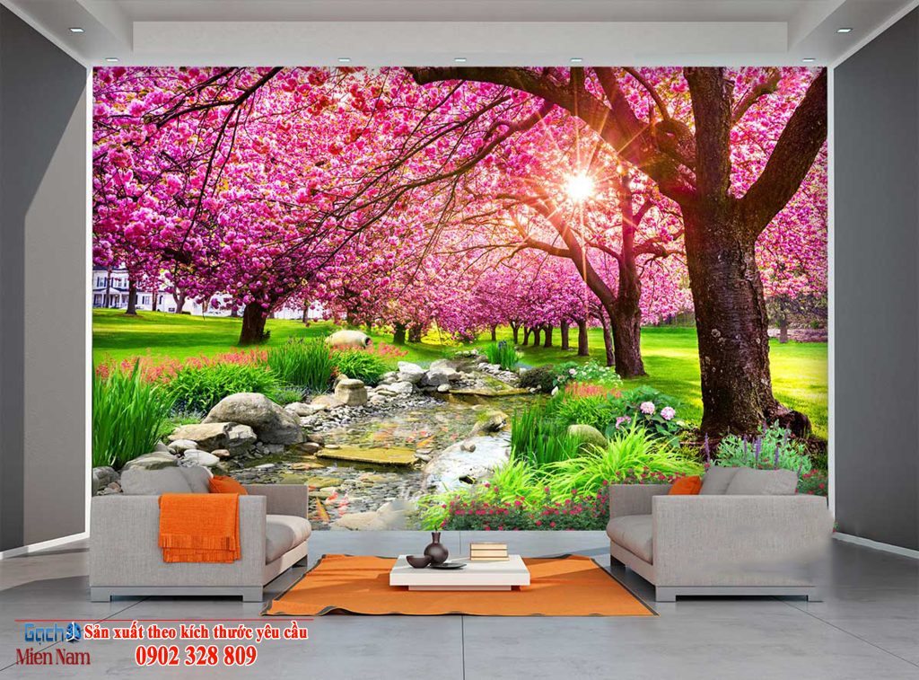 Tranh gạch 3D hoa anh đào-Tạo điểm nhấn cho không gian nhà bạn Tranh gạch 3D hoa anh đào-Tạo điểm nhấn cho không gian nhà bạn