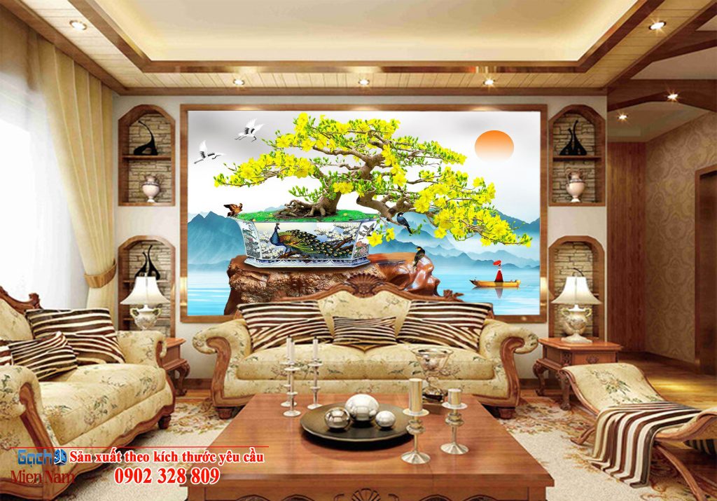 Gạch 3d hoa mai, đào-Tạo ấn tượng cho căn phòng Gạch 3d hoa mai, đào-Tạo ấn tượng cho căn phòng