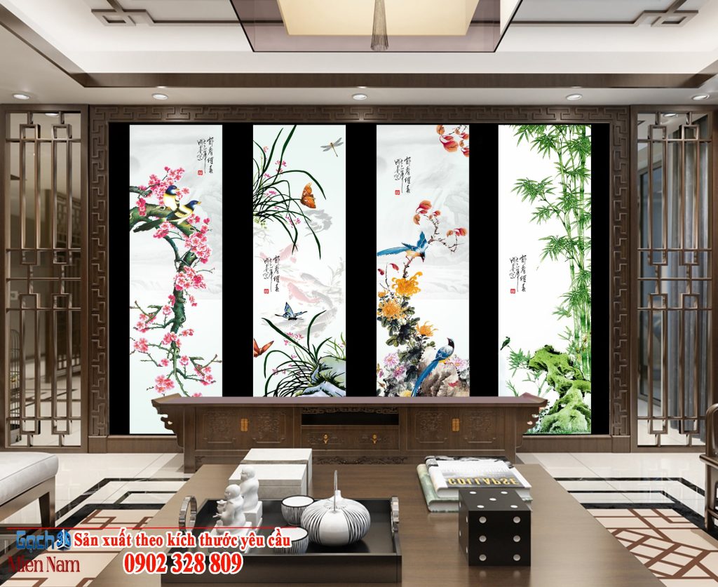 Gạch trang trí phòng khách với mẫu tứ quý ấn tượng Gạch trang trí phòng khách với mẫu tứ quý ấn tượng