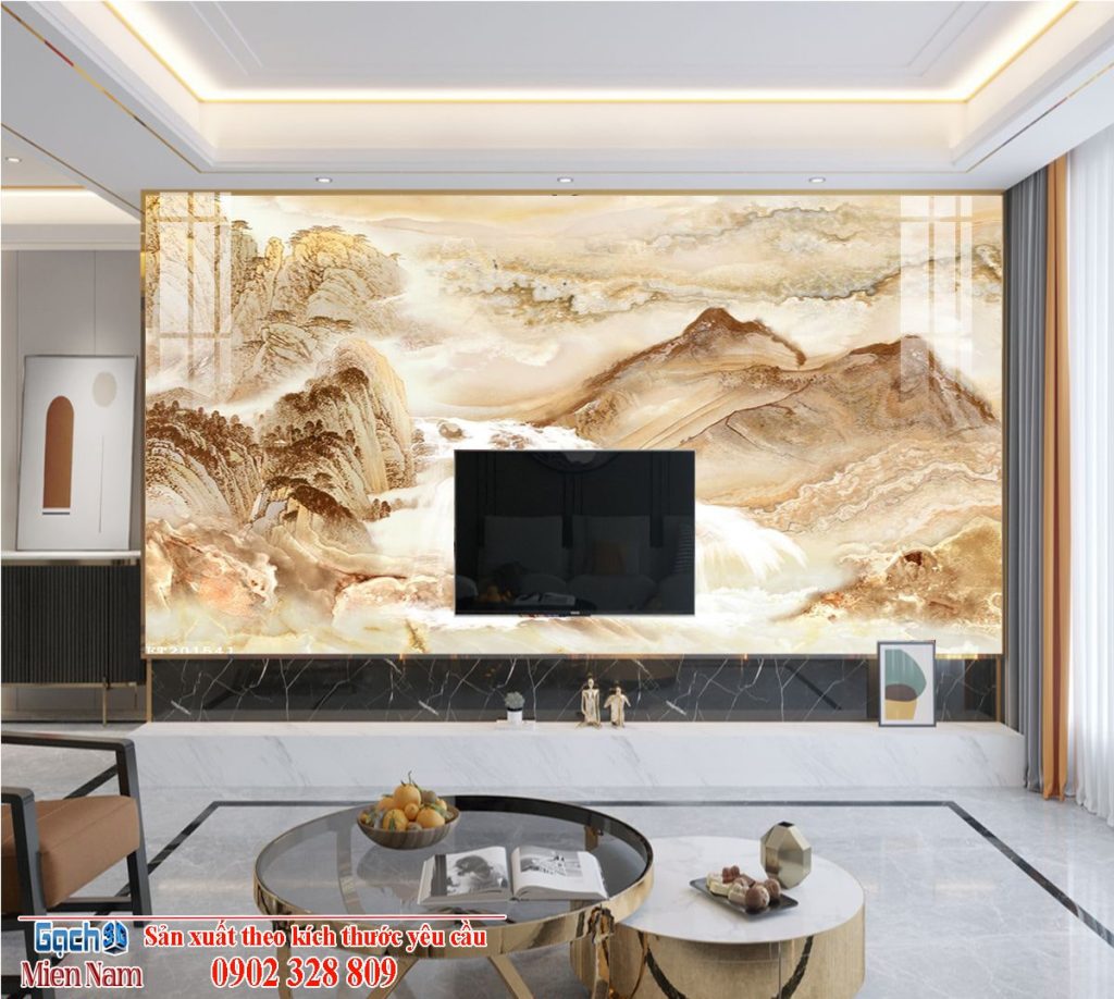 Gạch tranh trang trí phòng khách với mẫu đá cẩm thạch sang trọng Gạch tranh trang trí phòng khách với mẫu đá cẩm thạch sang trọng