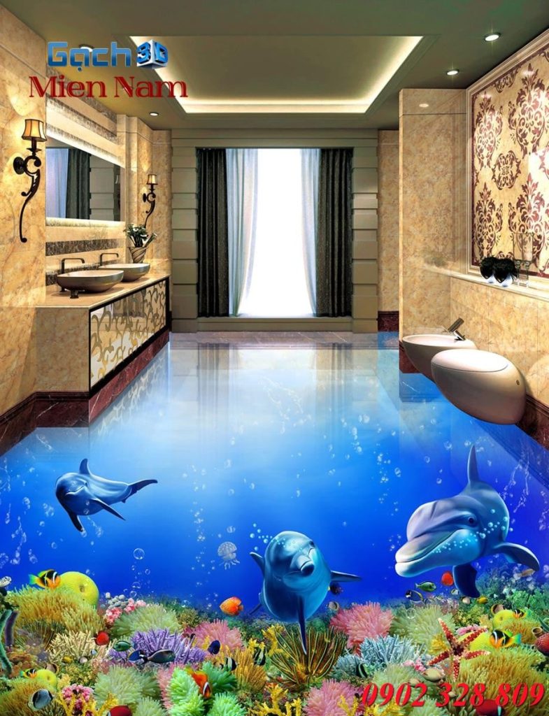 Tranh gạch cá heo sáng tạo trong trang trí nhà cửa