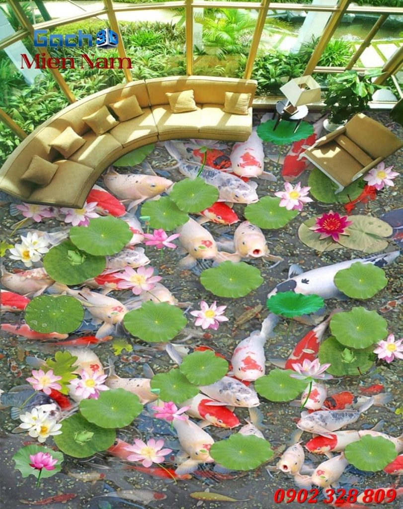 Tranh lát cá koi Tranh lát cá koi