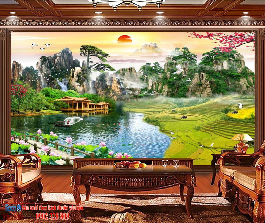 Tranh phòng khách đẹp mắt và bổi bật với mẫu ruộng bậc thang Tranh phòng khách đẹp mắt và bổi bật với mẫu ruộng bậc thang